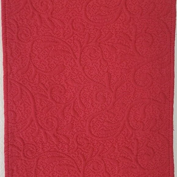 Dark Red Patterned Table Runner with Tassels Elegant Christmas Holiday - Picture 5 of 8